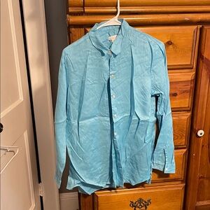 J. Jill Light Blue Essential Linen Shirt
